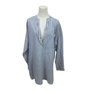 O'Neill Women’s Blue & White Striped Cover-Up  Long-Sleeve V-Neck Size L - New